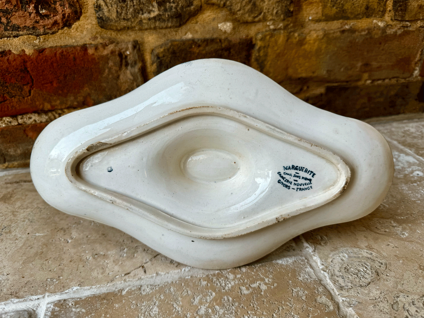 antique french givors france terre de fer marguerite sauce dish gravy boat ironstone