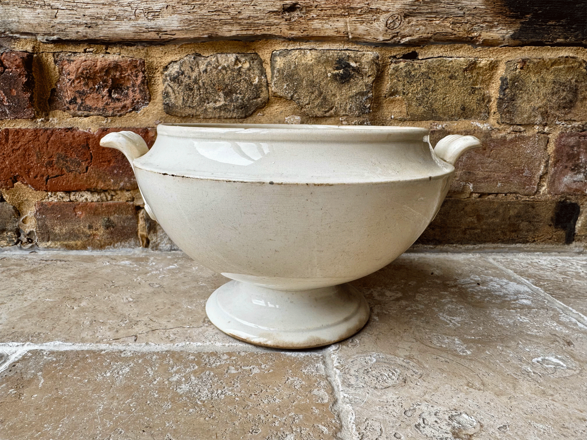 antique 19th century french buttery timeworn white ironstone soupiere tureen bowl vieillard bordeaux