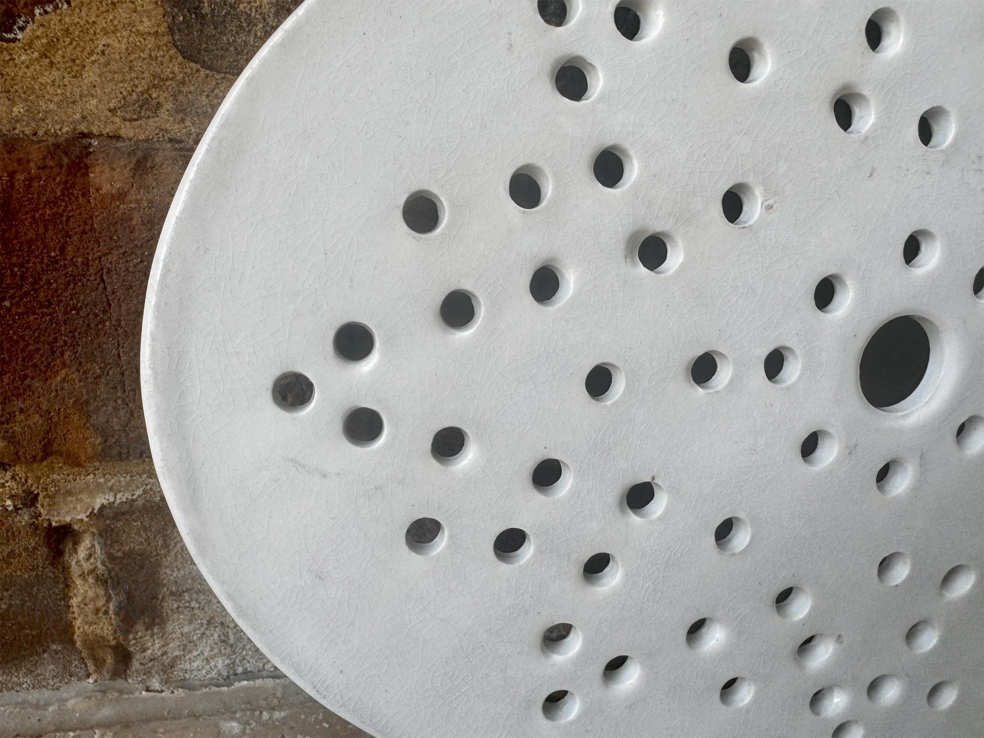 rare antique french plain white ironstone drainer plate pierced star pattern