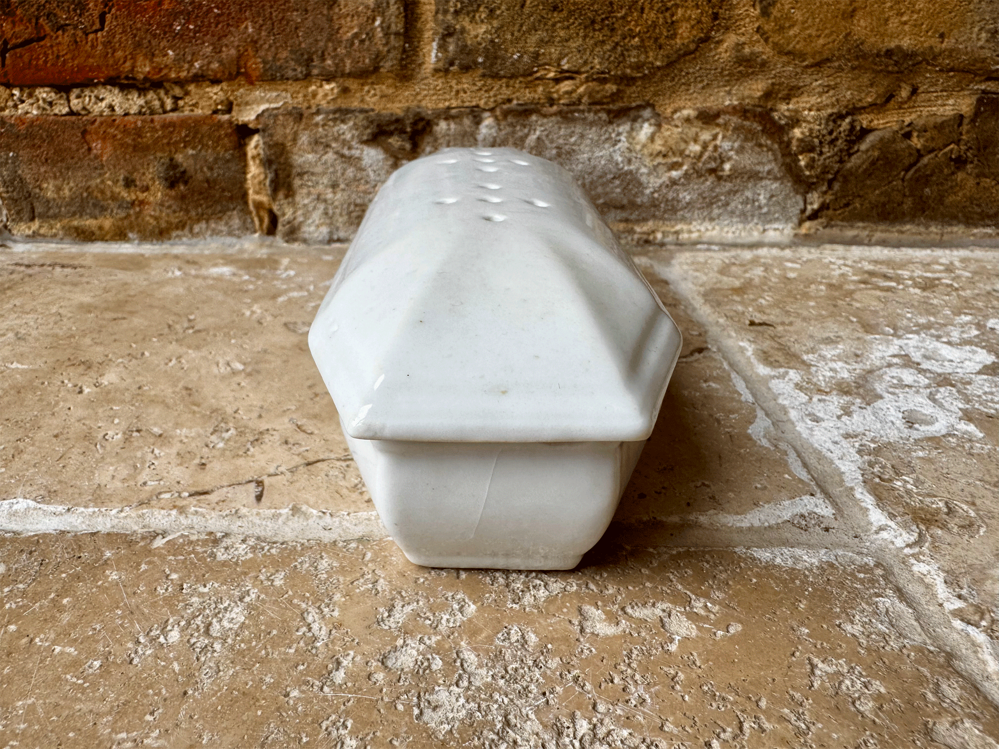 atique french plain white ironstone lidded razor dish trinket pot
