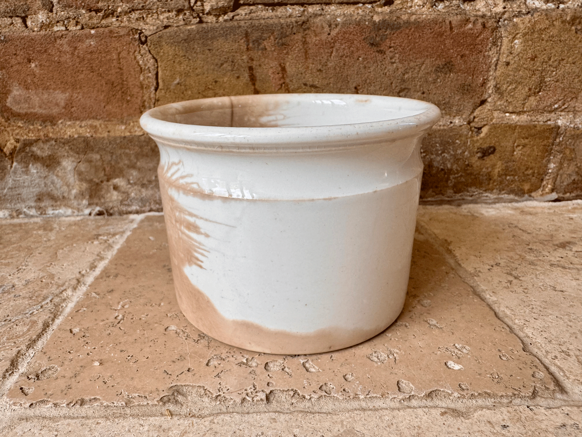 antique french ironstone chunky confiture pot digoin sarreguemines