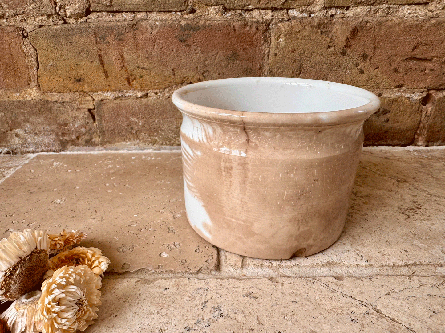antique french ironstone chunky confiture pot digoin sarreguemines