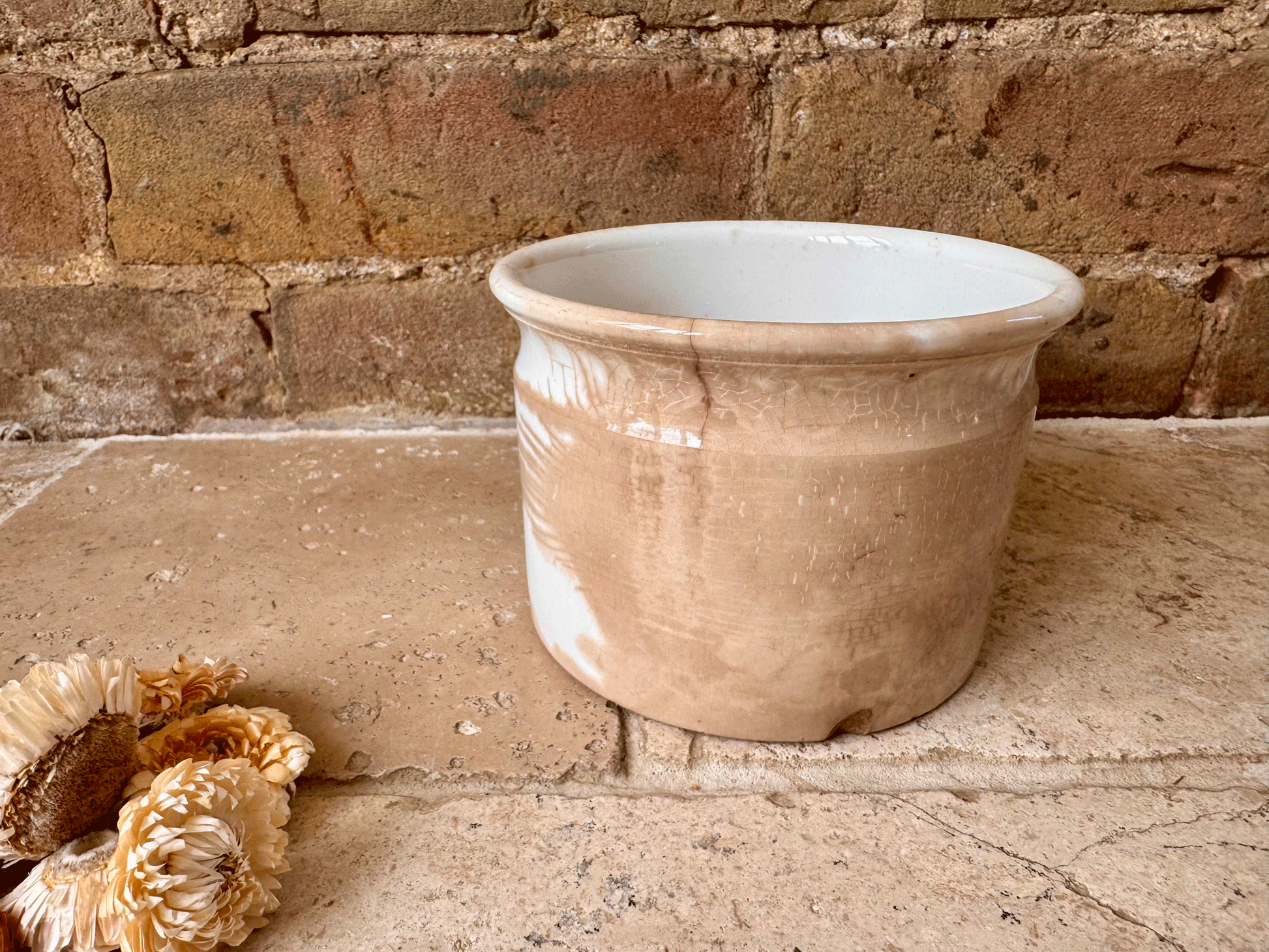 antique french ironstone chunky confiture pot digoin sarreguemines