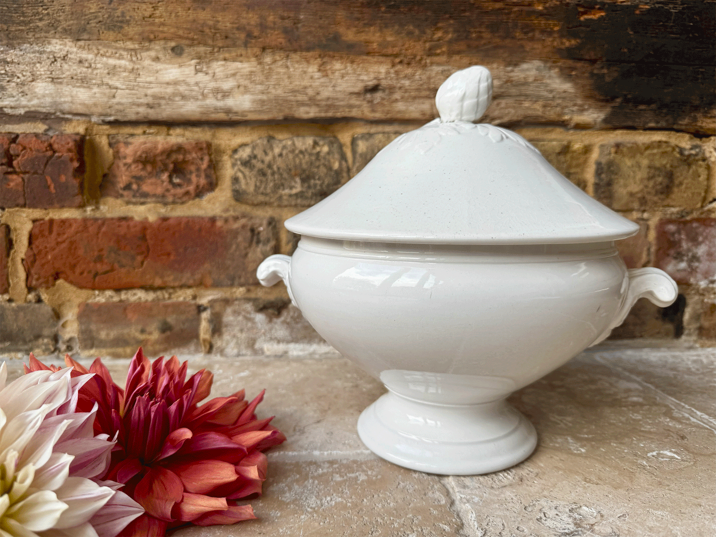 antique lidded white ironstone soupiere bowl tureen sarreguemines