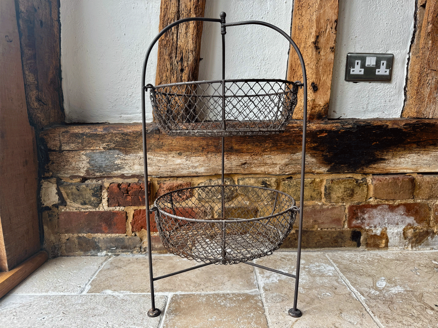 rare antique french large wirework display stand pot plate plants