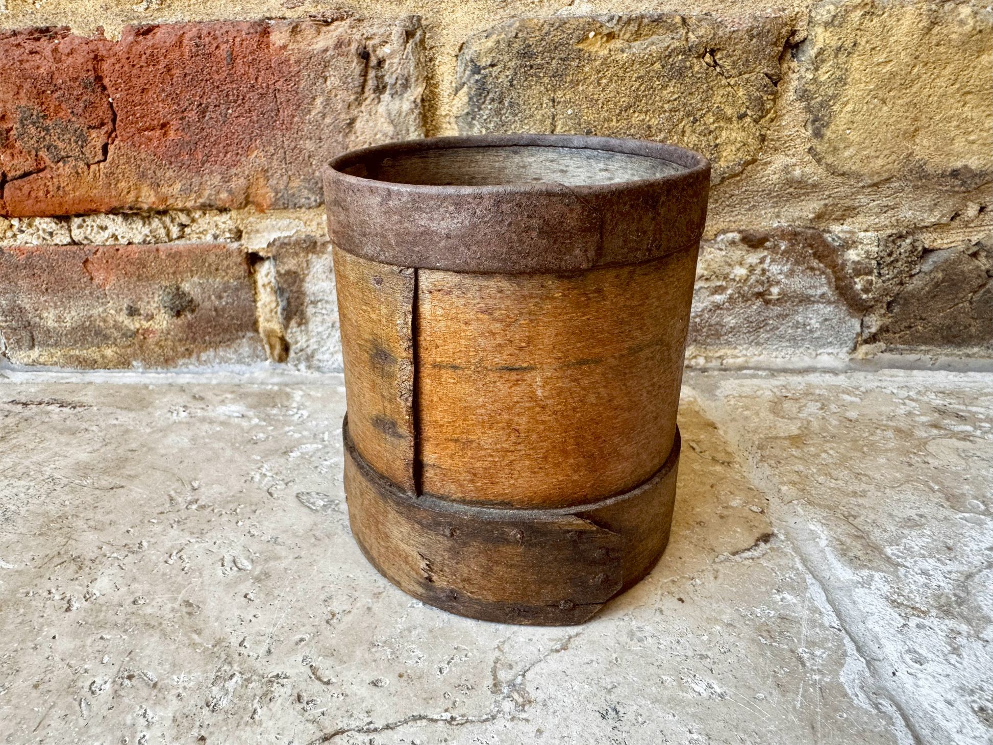 antique french wooden treen bentwood grain measure demi litre boissellerie leger poitiers