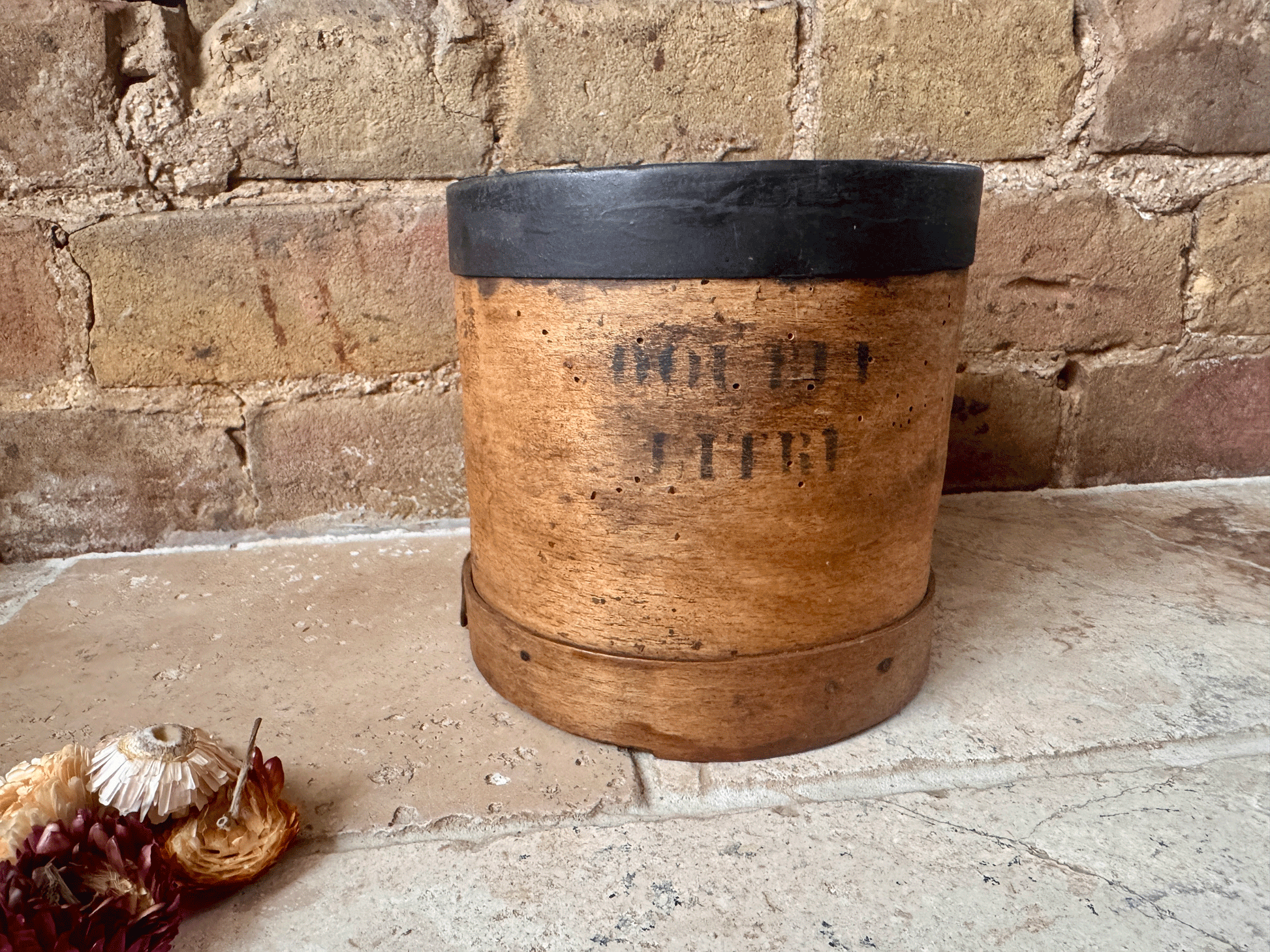 antique french rustic farmhouse decor wooden treen bentwood grain measure double litre
