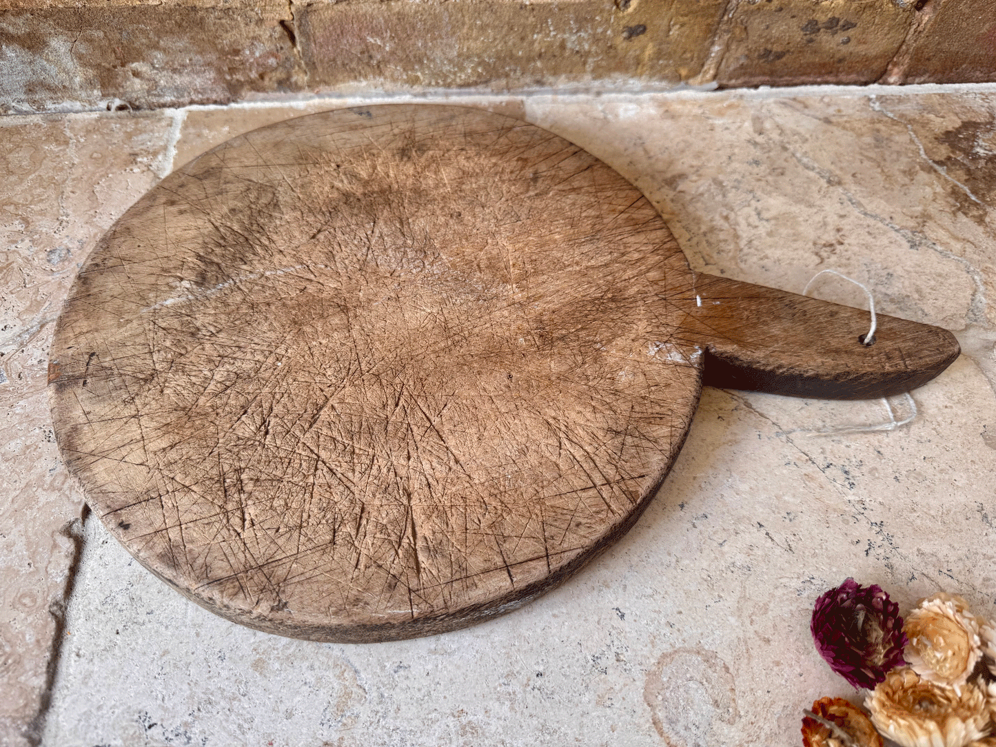 rustic antique french weathered worn wooden oak cutting bread chopping dough board 