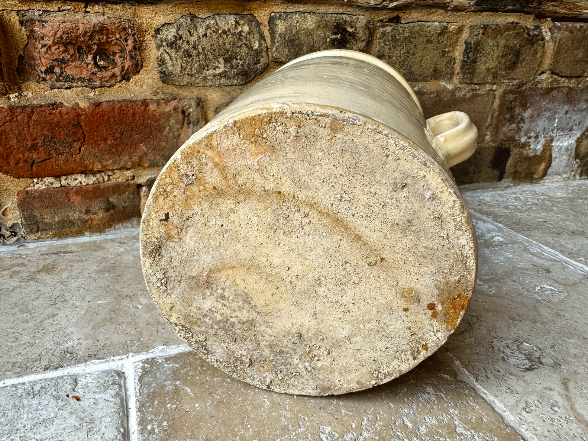 extra large antique 19th century italian stoneware confit pot