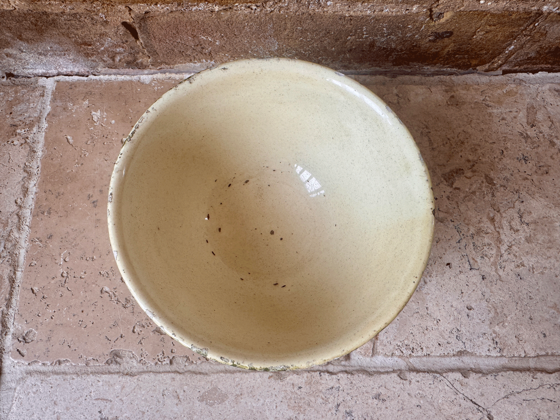 antique italian chippy rugged ribbed cafe au lait coffee bowl