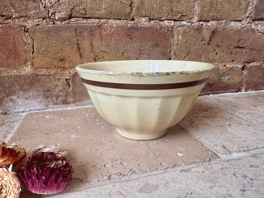 antique italian chippy rugged ribbed cafe au lait coffee bowl