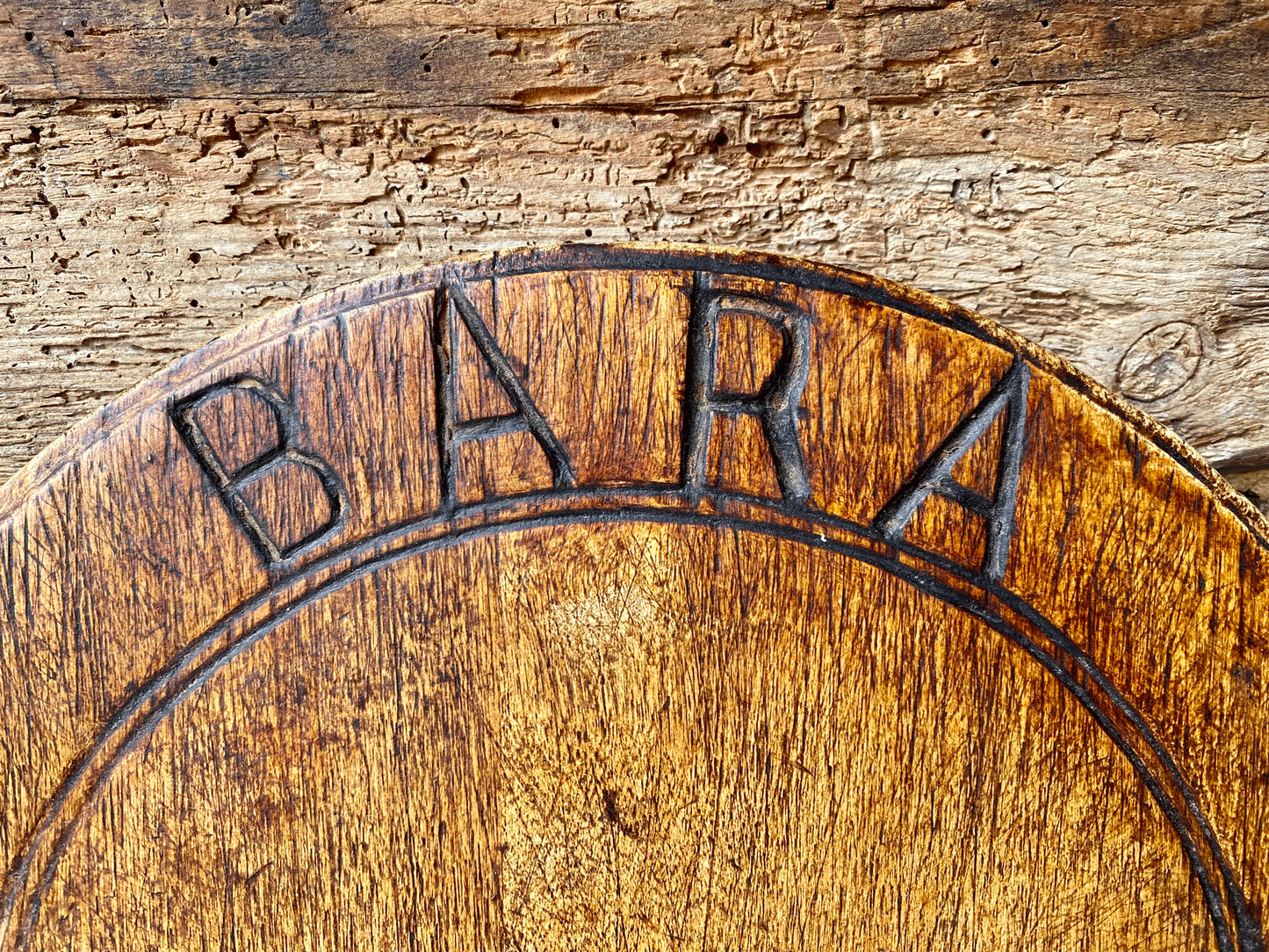 rare antique welsh carved treen wooden bread bara board