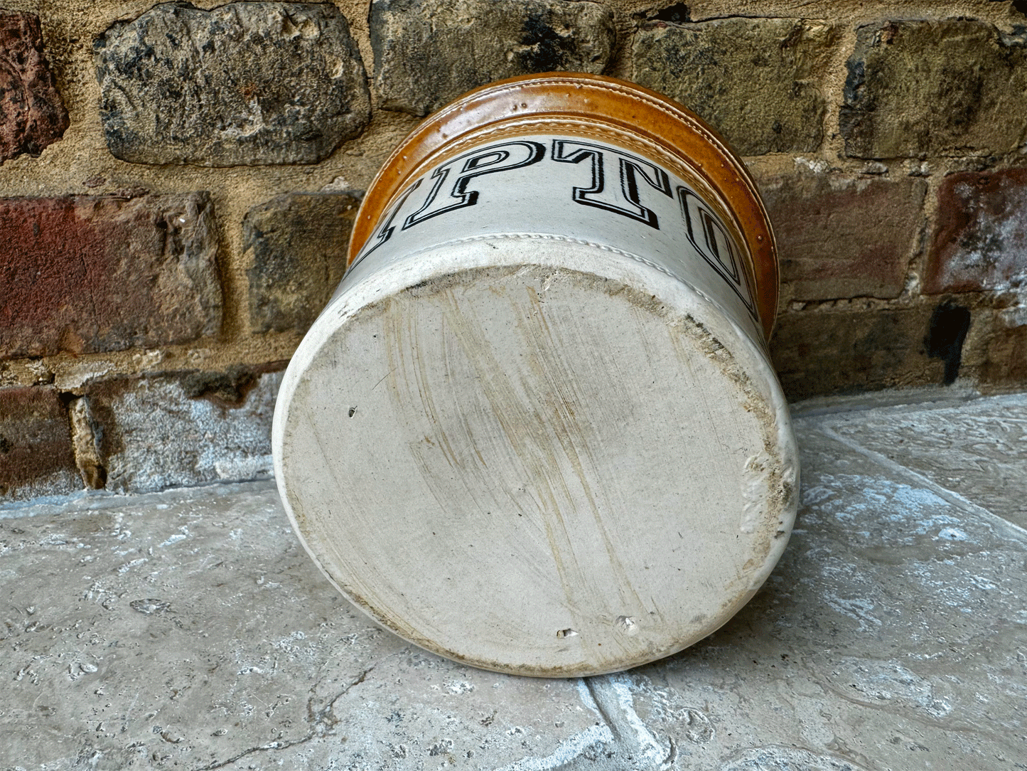 large antique edwardian stoneware butter crock pot advertising lipton ltd port dunbas pottery