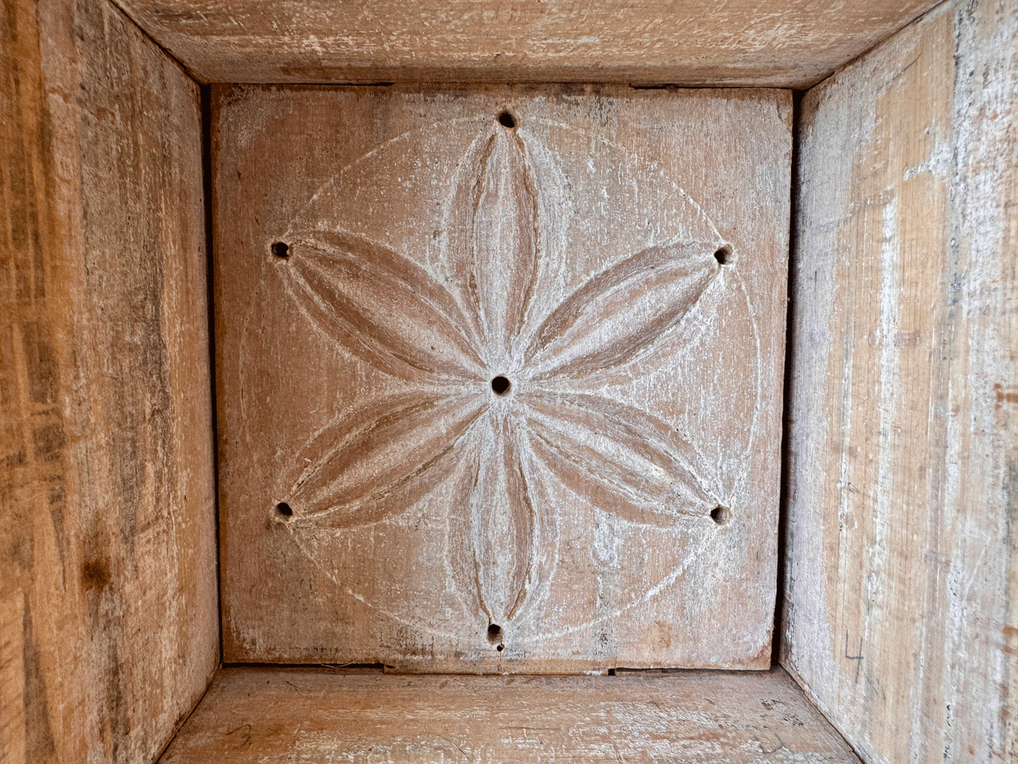 antique scandinavian swedish carved wooden treen cheese mould folk art geometric floral flower design