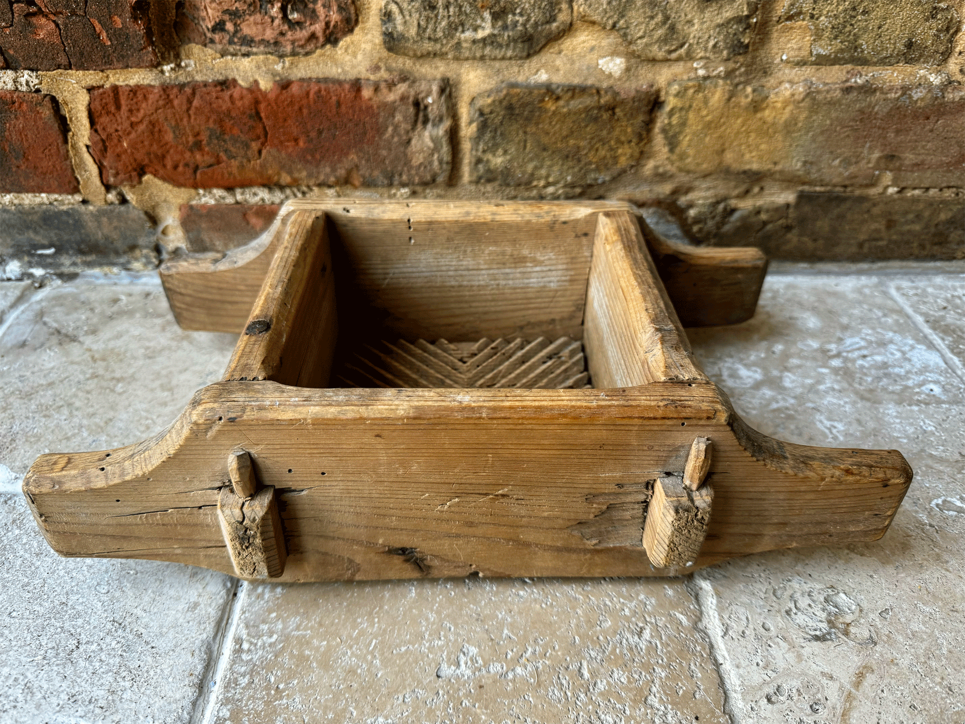 rustic antique 1800s 19th century carved wooden treen swedish folk art cheese mould geometric pattern design