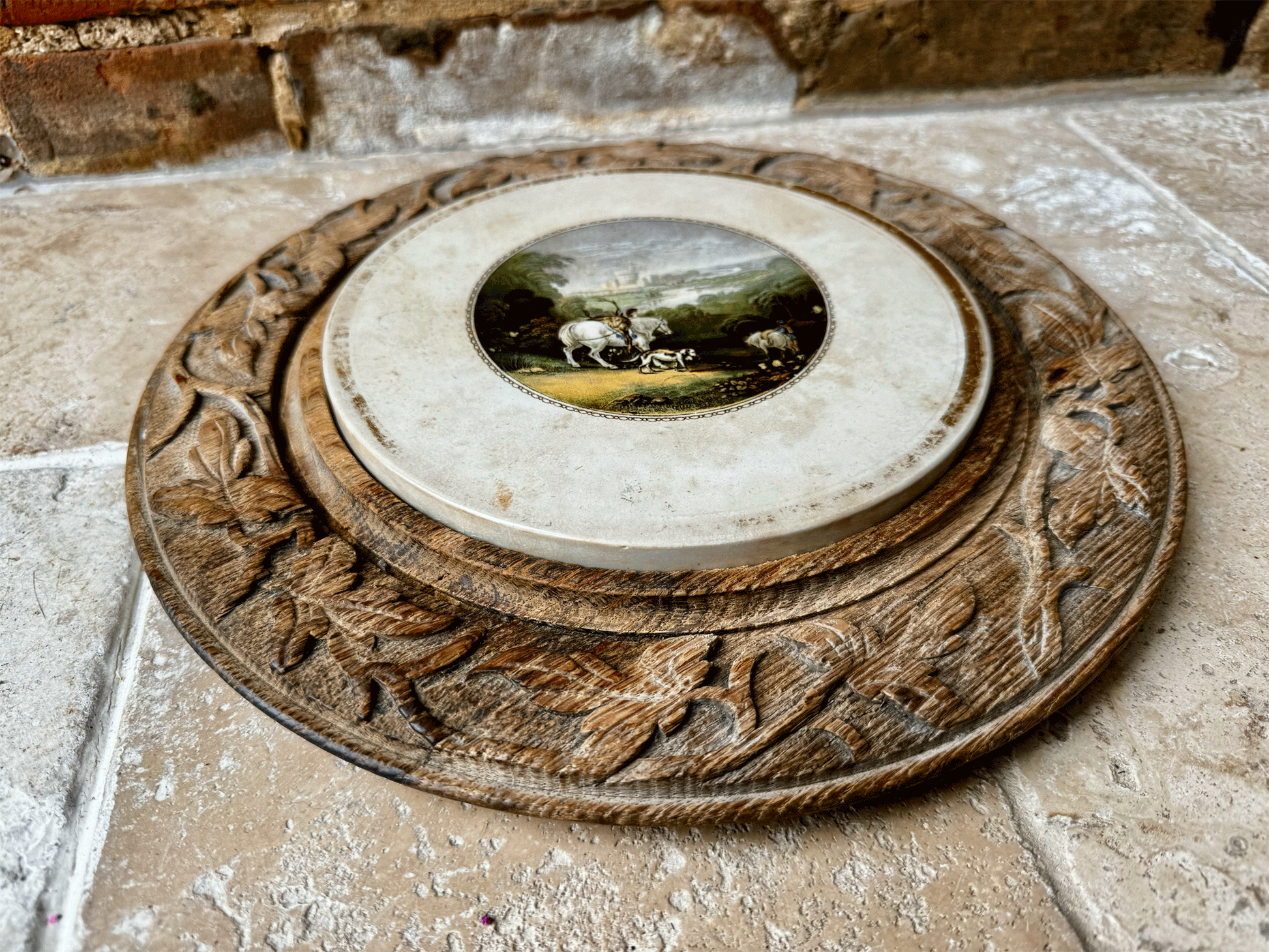 antique 19th century rare swiss carved oak bread cheese board edelweiss vine leaves