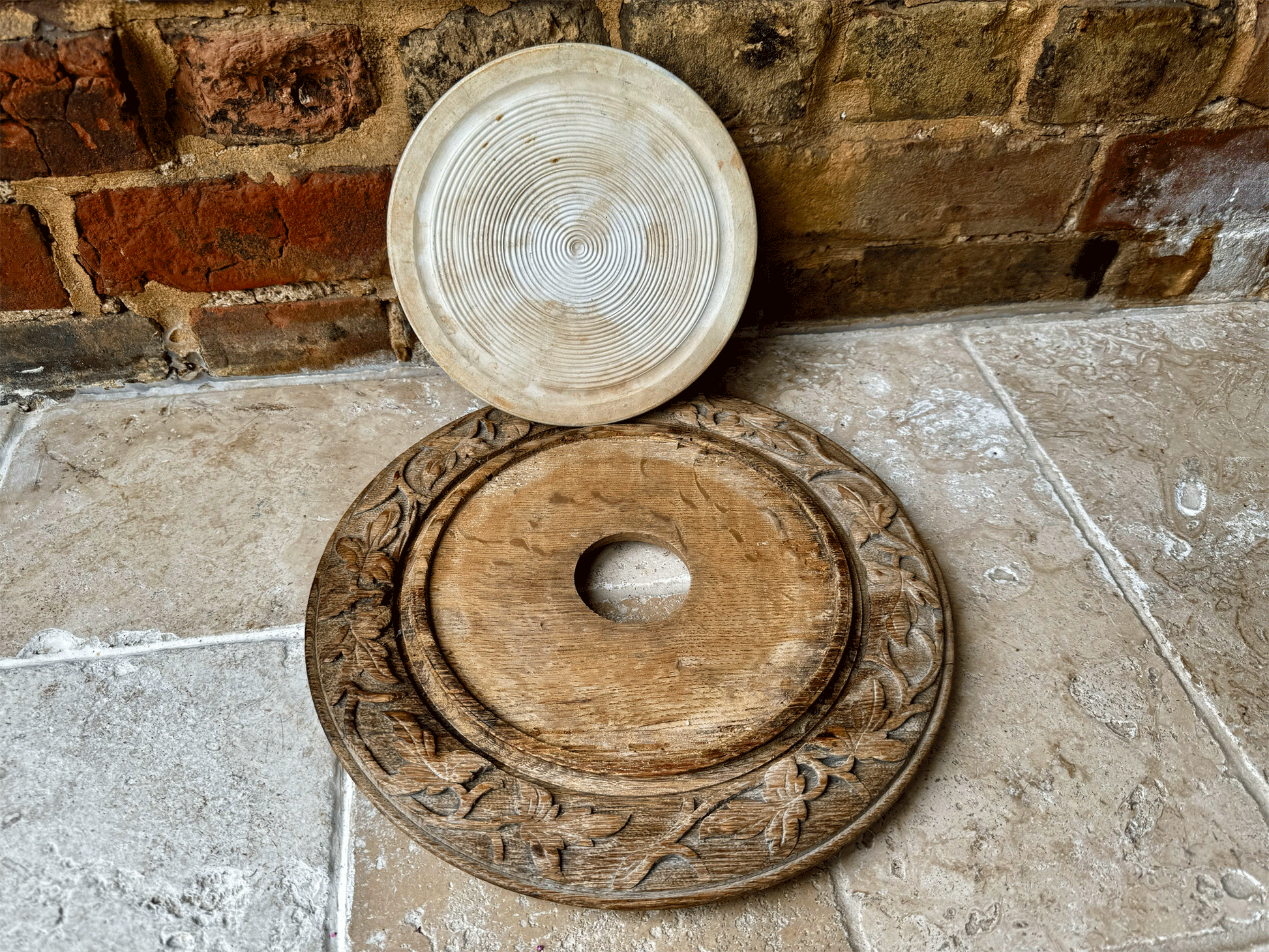 antique 19th century rare swiss carved oak bread cheese board edelweiss vine leaves