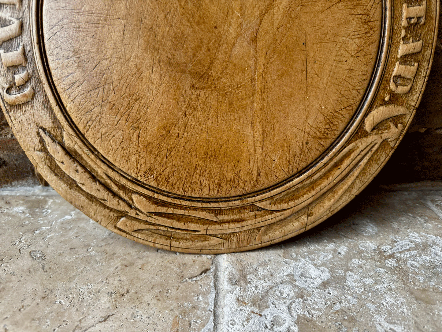 rare antique victorian carved english wooden treen breadboard give us today daily bread motto