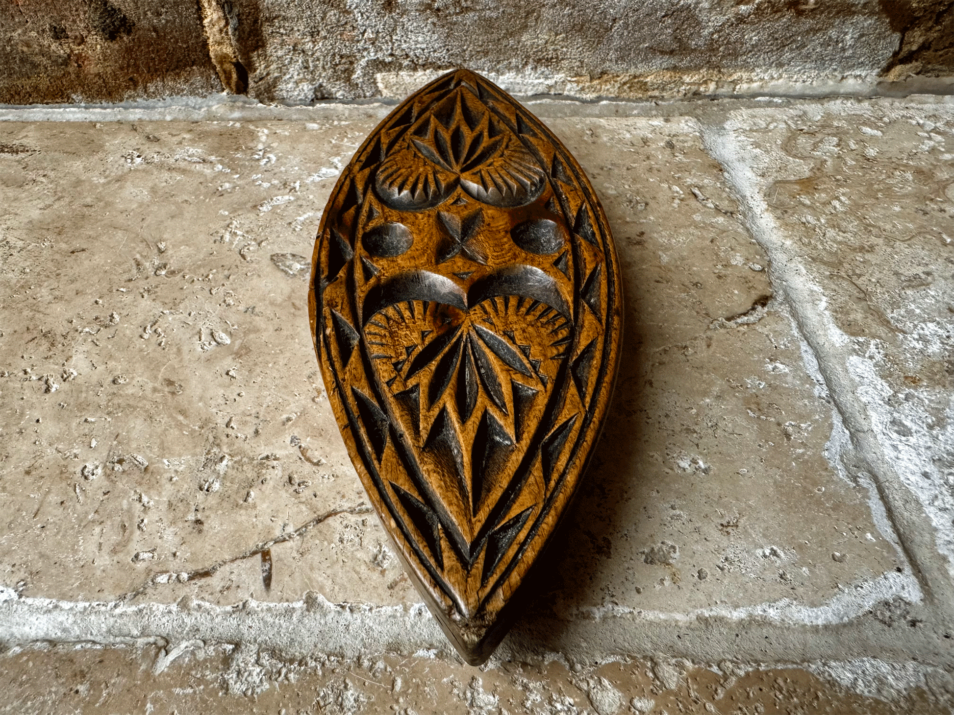 antique victorian rare carved wooden treen sycamore butter shortbread stamp