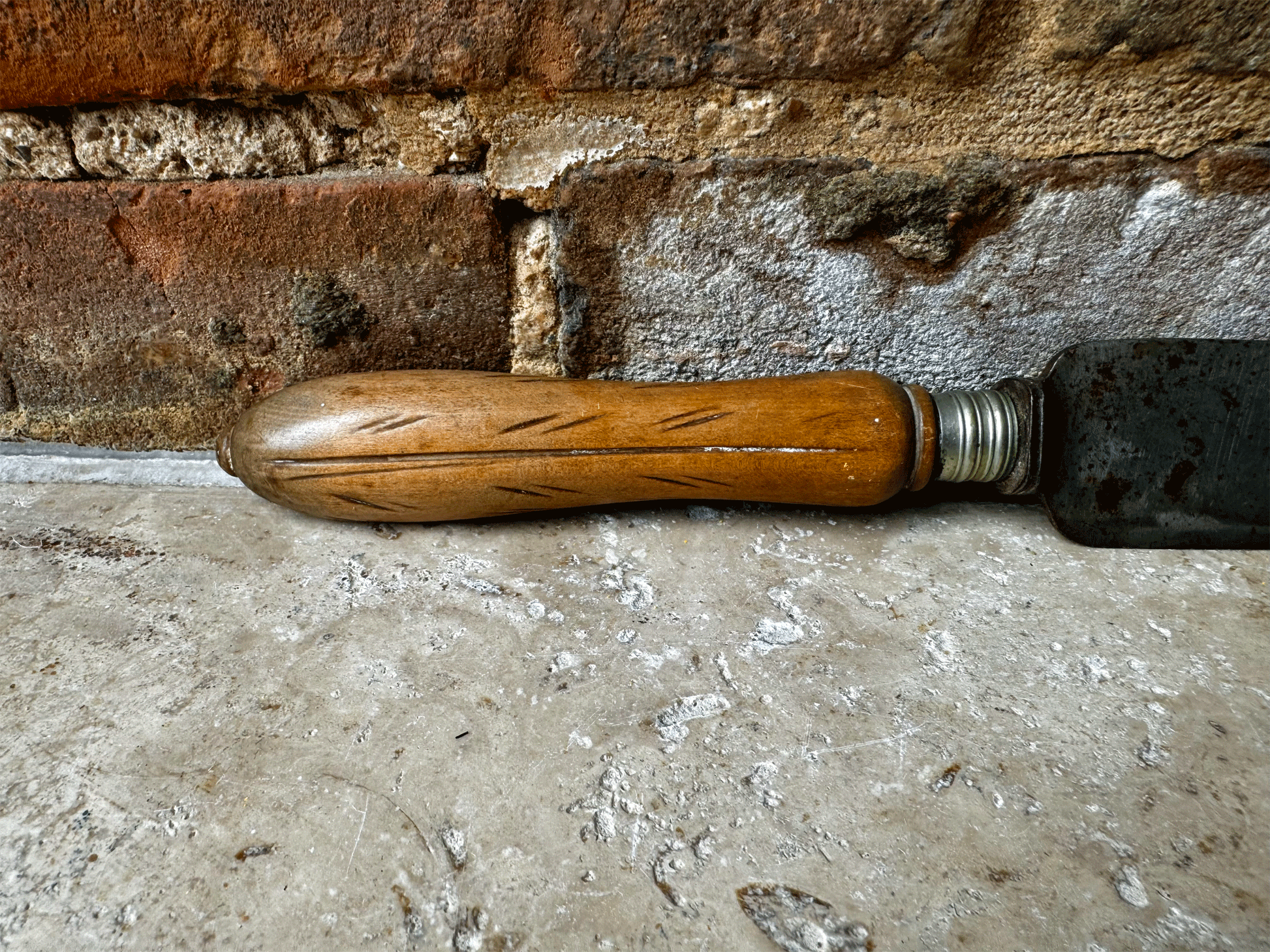 antique victorian carved wooden treen bread knife rosettes foliage