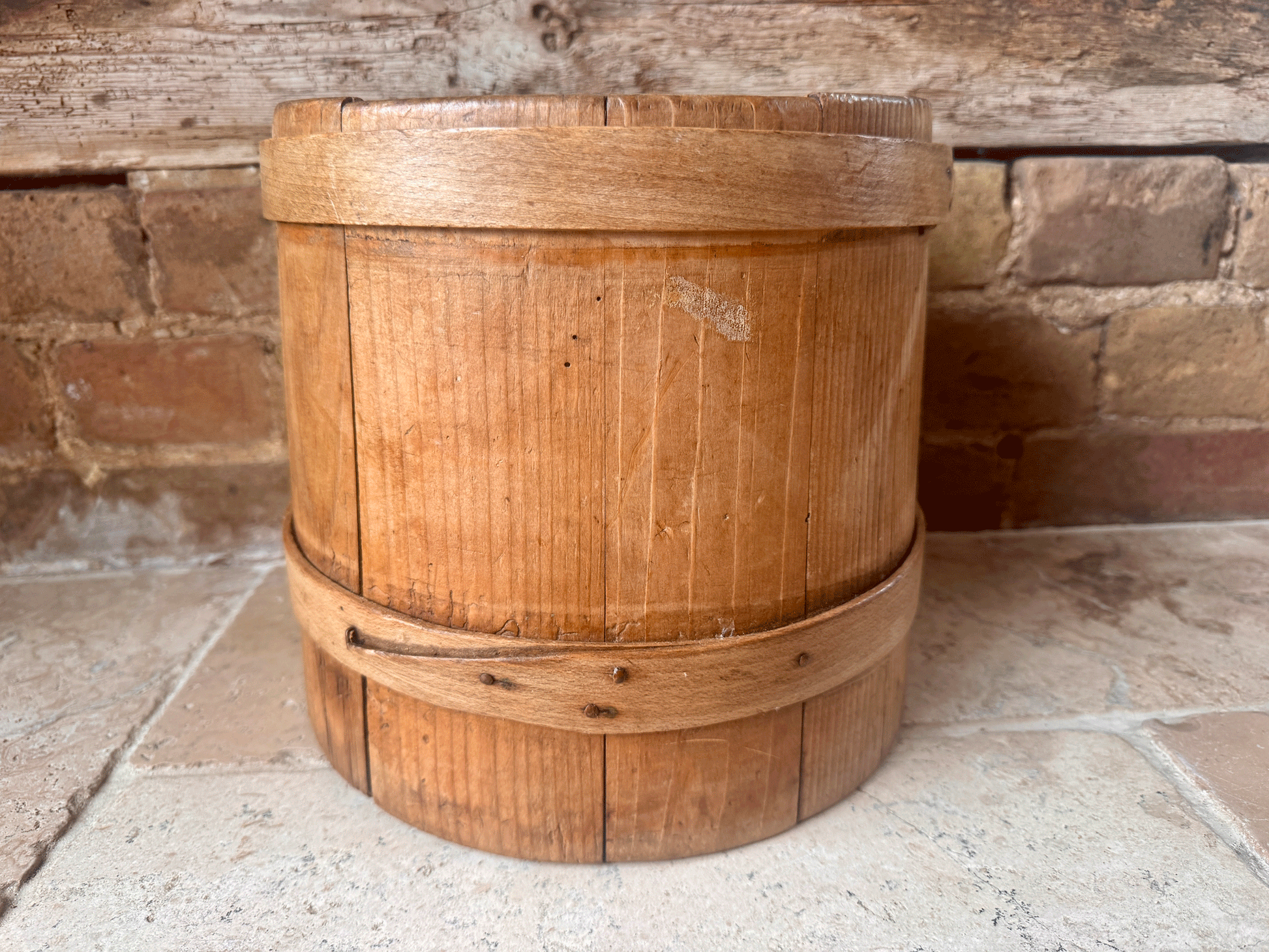 antique victorian bentwood rustic kitchenalia storage tub barrel flour grains