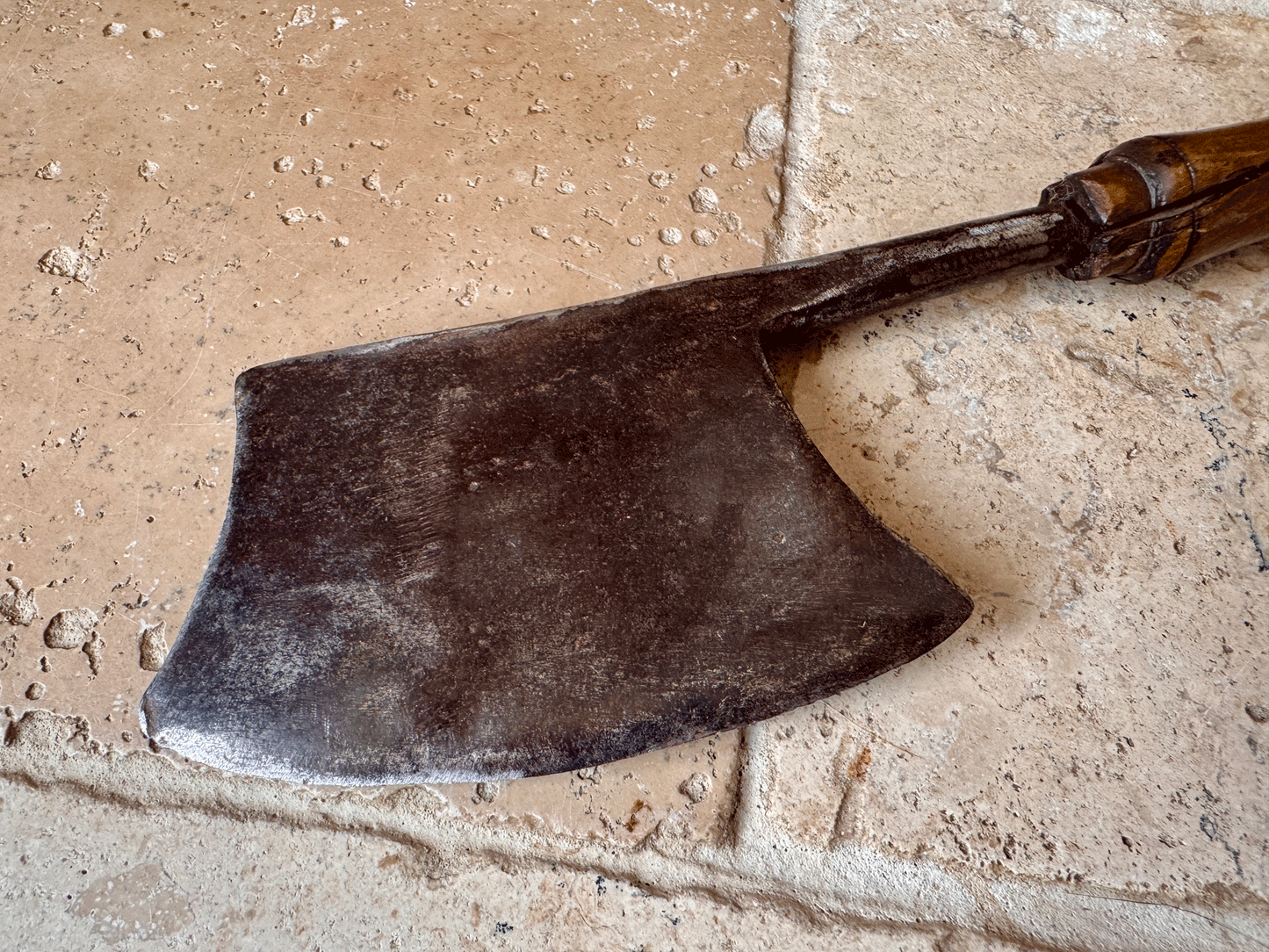 antique victorian steel blade game sugar cleaver herb chopper turned handle 19th century