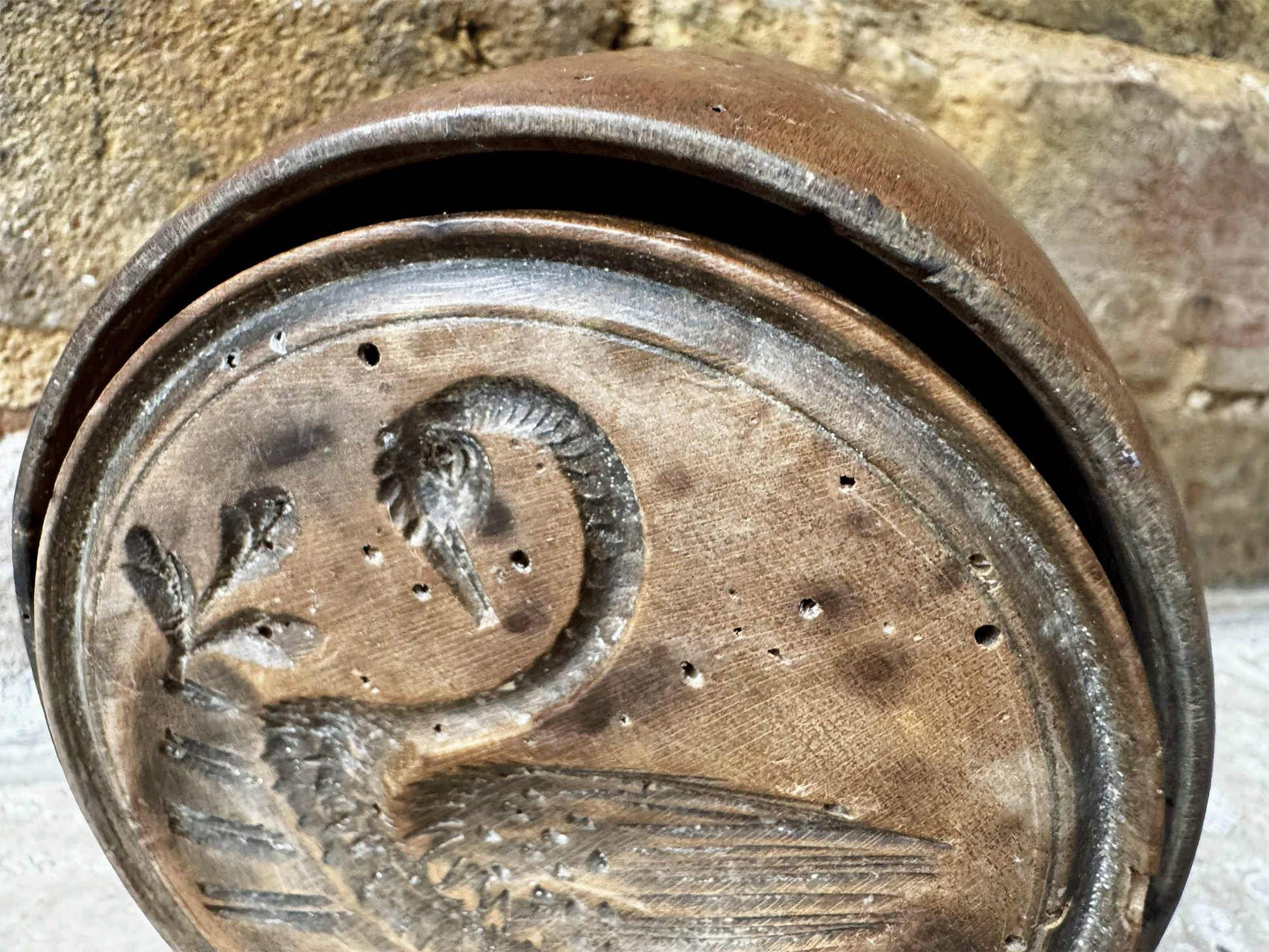 antique victorian extra large carved wooden butter stamp mould swimming swan