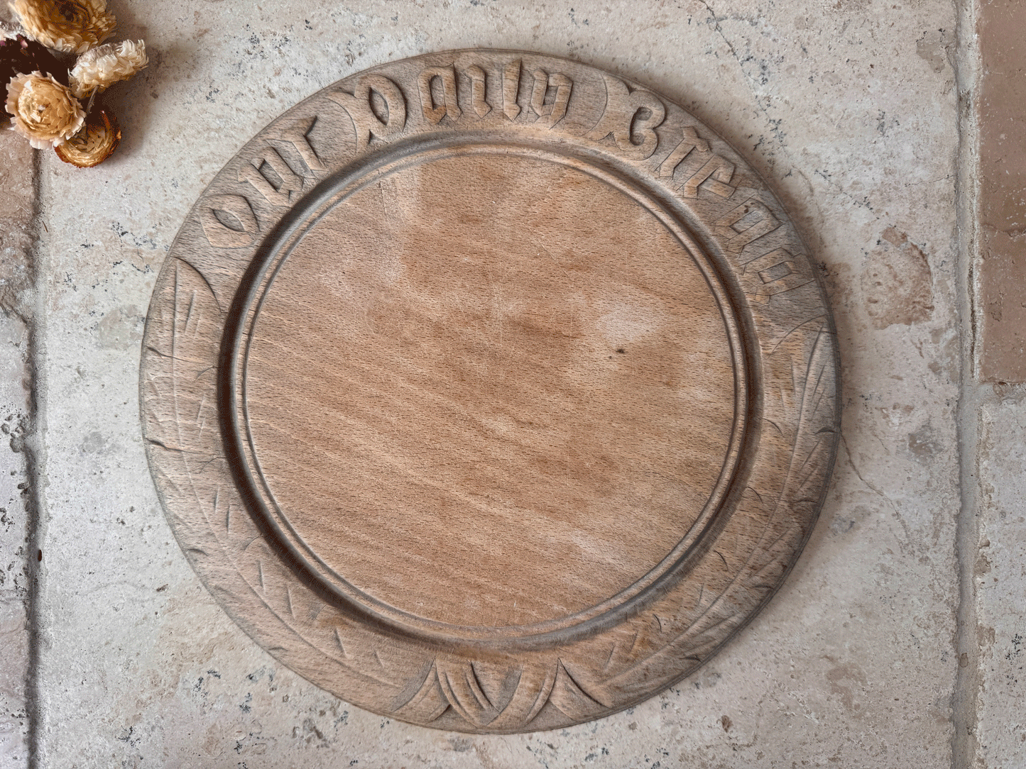 antique victorian carved english wooden treen breadboard our daily bread motto