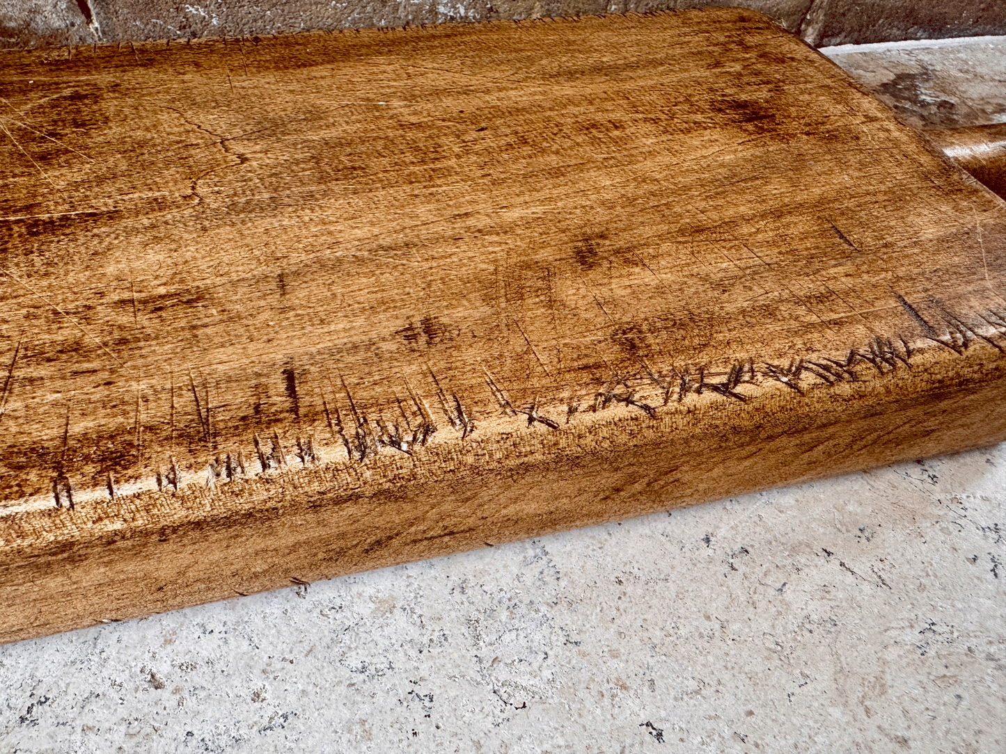 large antique victorian wooden treen chopping butchers block board