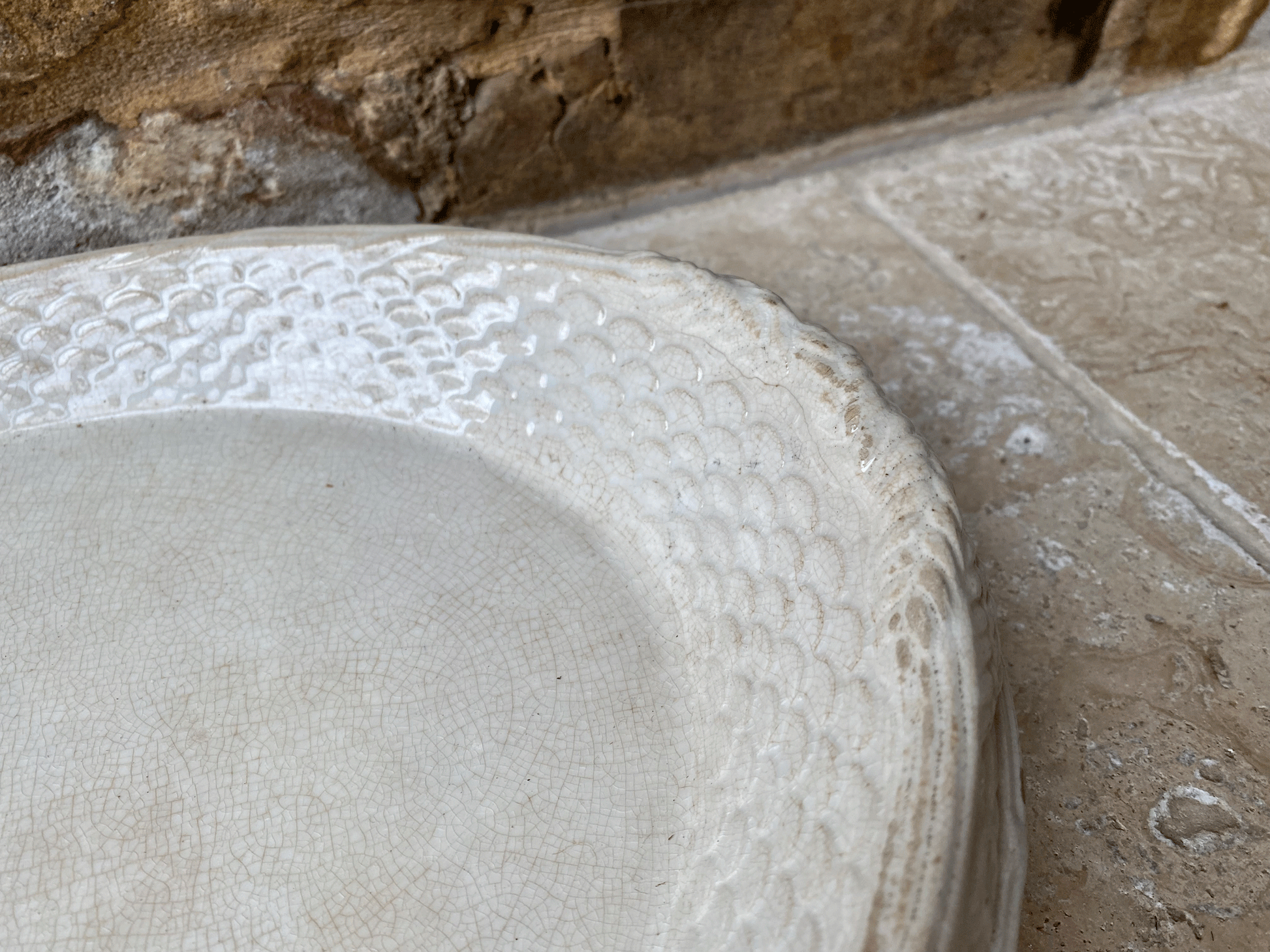 antique victorian white ironstone bread plate platter give us this day our daily bread