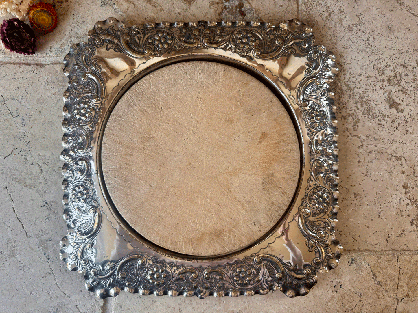 antique victorian rare silver plated square shaped breadboard cutting board rosette cornucopia pinder bros