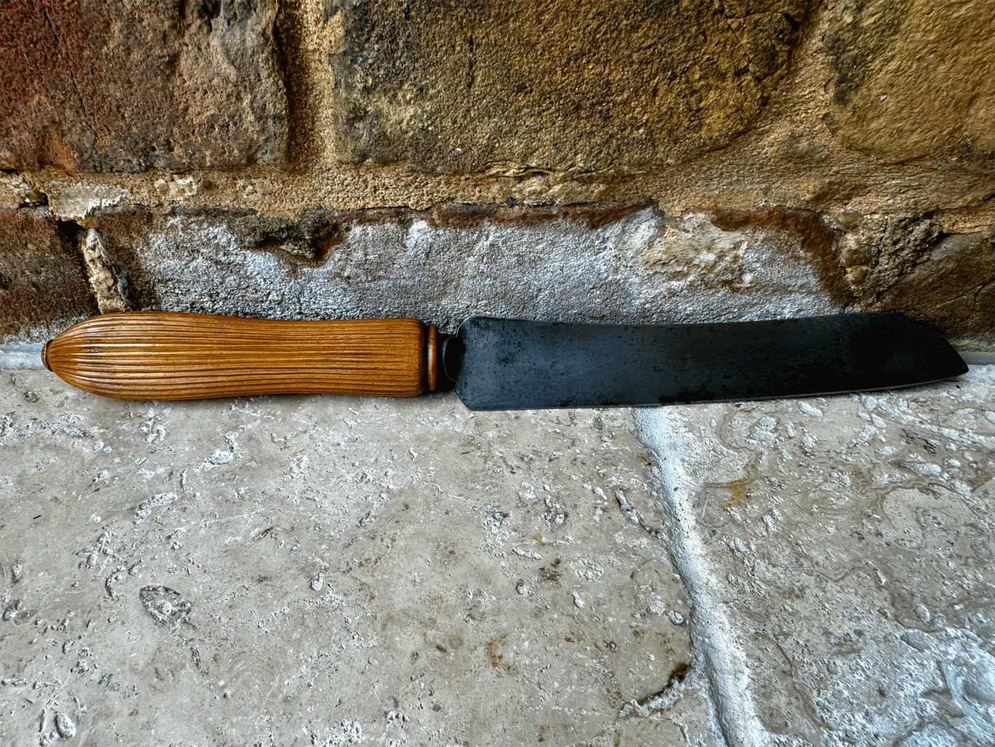 antique english victorian carved treen wooden bread knife wheat