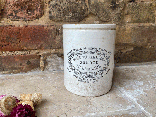 rare antique victorian extra large chubby three pound james keiller dundee marmalade advertising pot
