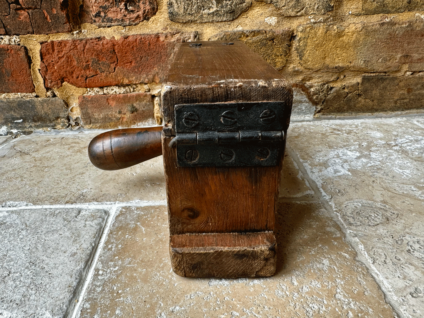 antique victorian primitive rustic carved treen wooden butter brick mould grazing cow