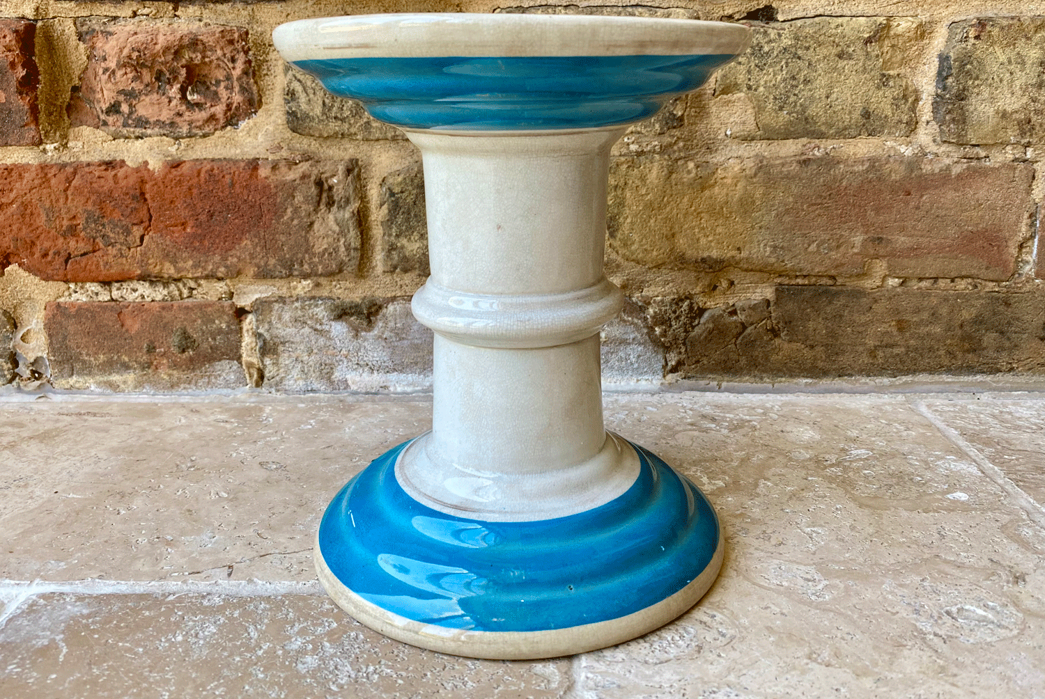 rare antique victorian blue white ironstone ham stand