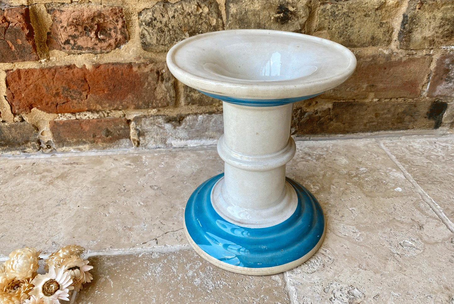 rare antique victorian blue white ironstone ham stand