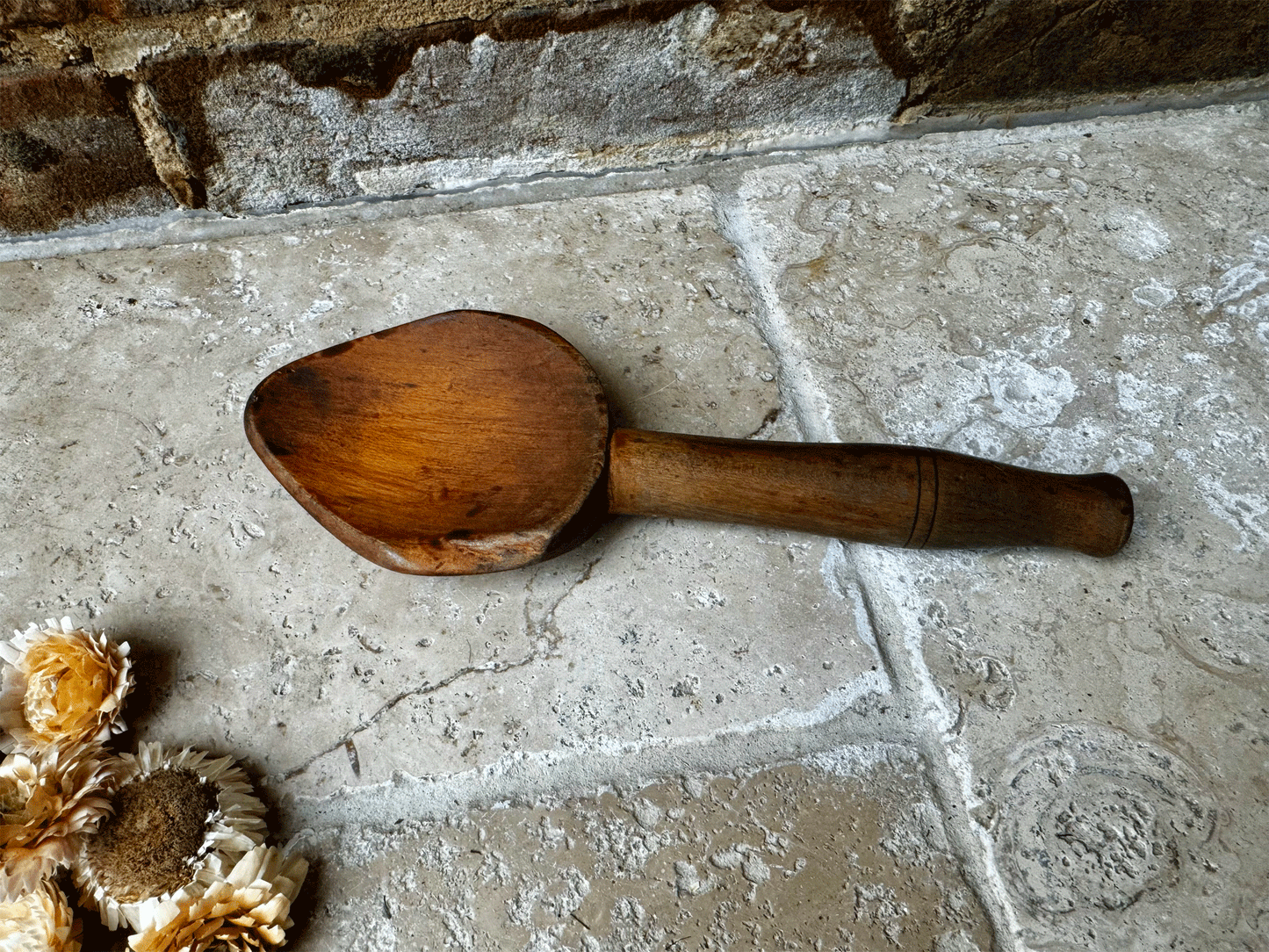 antique victorian treen wooden welsh cawl spoon