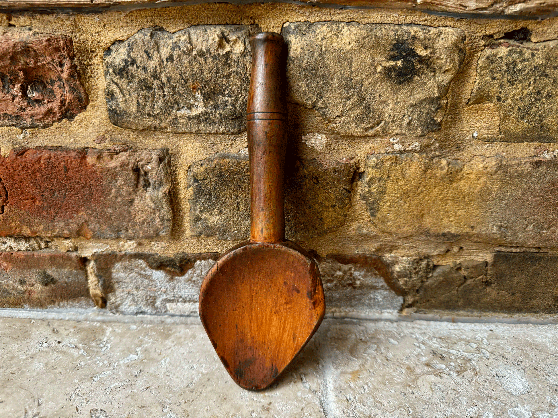 antique victorian treen wooden welsh cawl spoon