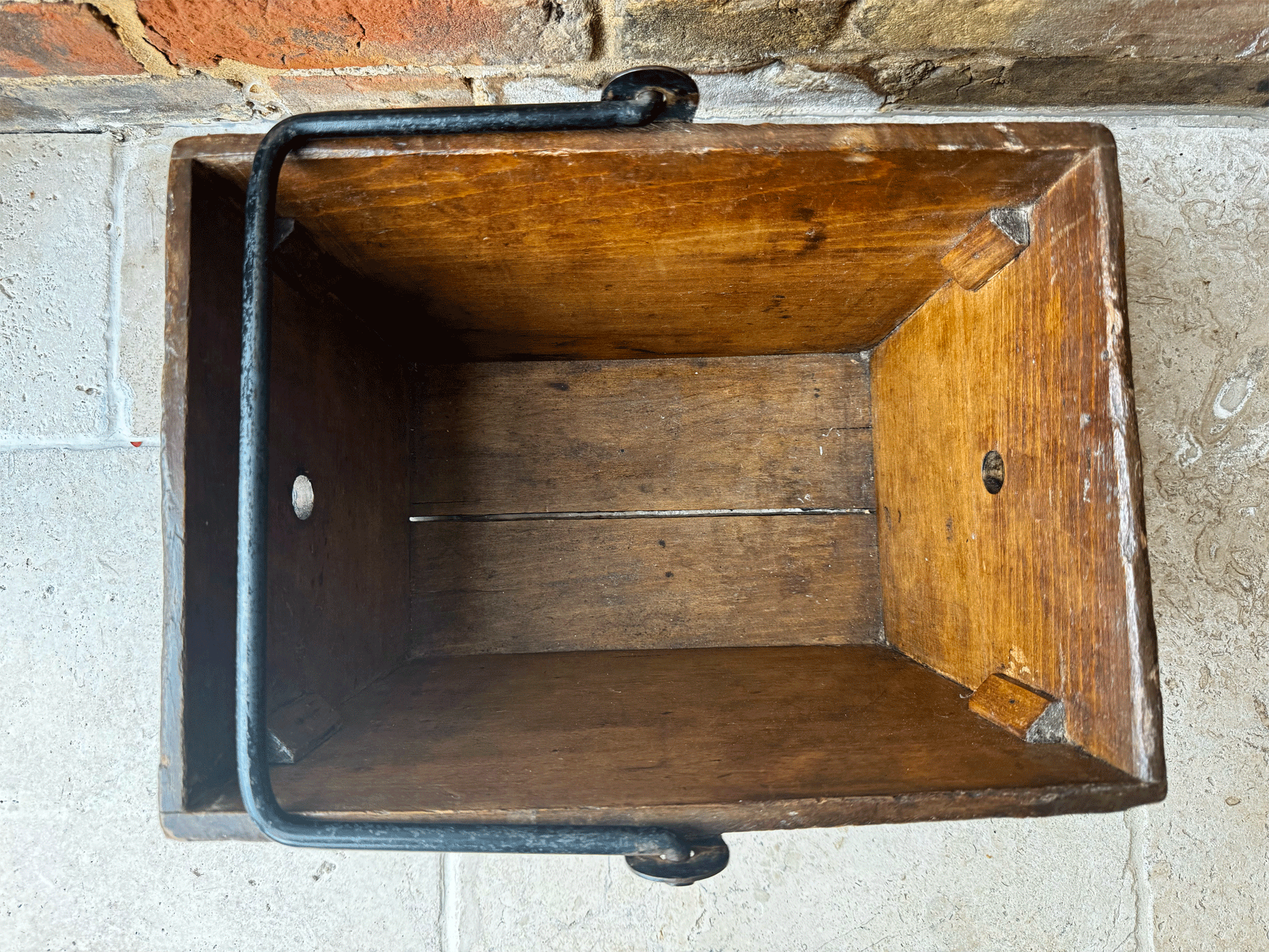 vintage english treen wooden housemaid tidy box crate organiser cleaning