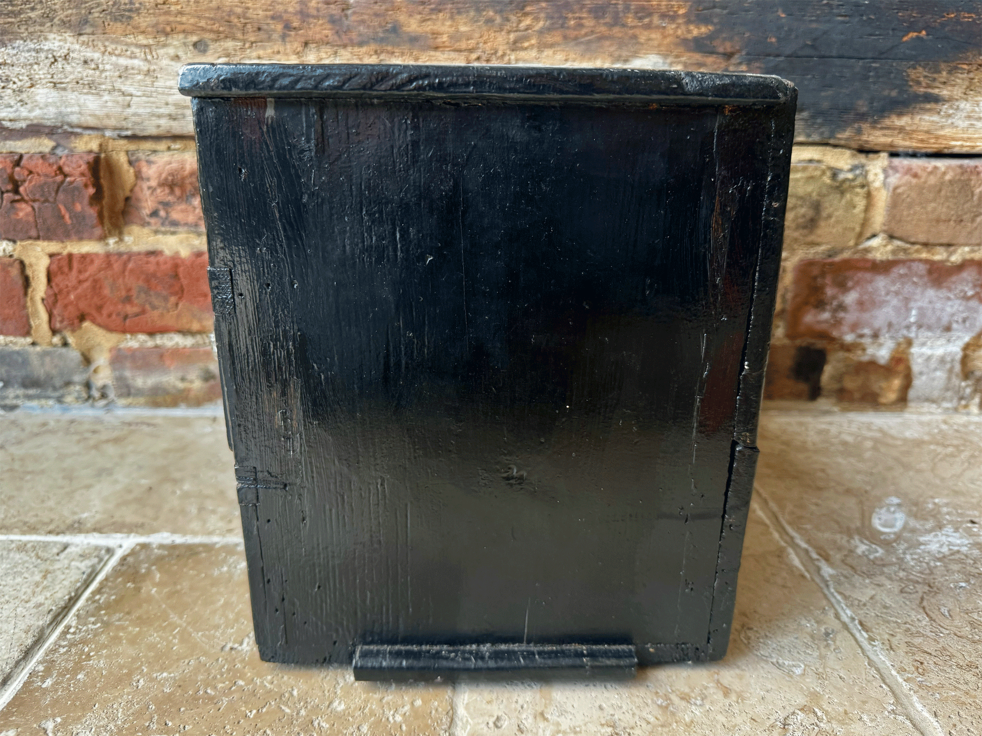 vintage small bank chest drawers tabletop desk tidy black shabby chic timeworn interior decor