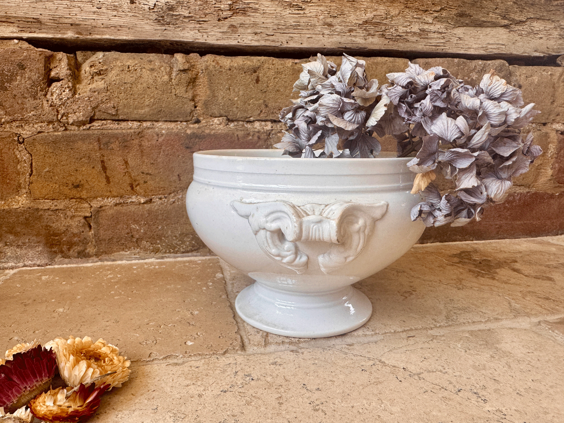 antique rare small plain white ironstone soupiere tureen bowl european