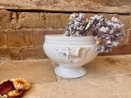 antique rare small plain white ironstone soupiere tureen bowl european