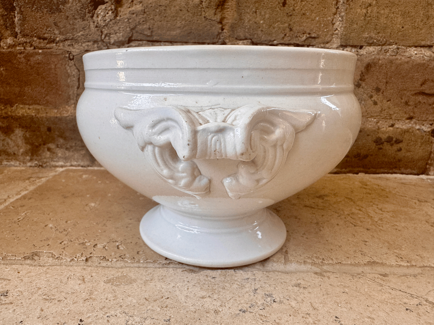 antique rare small plain white ironstone soupiere tureen bowl european