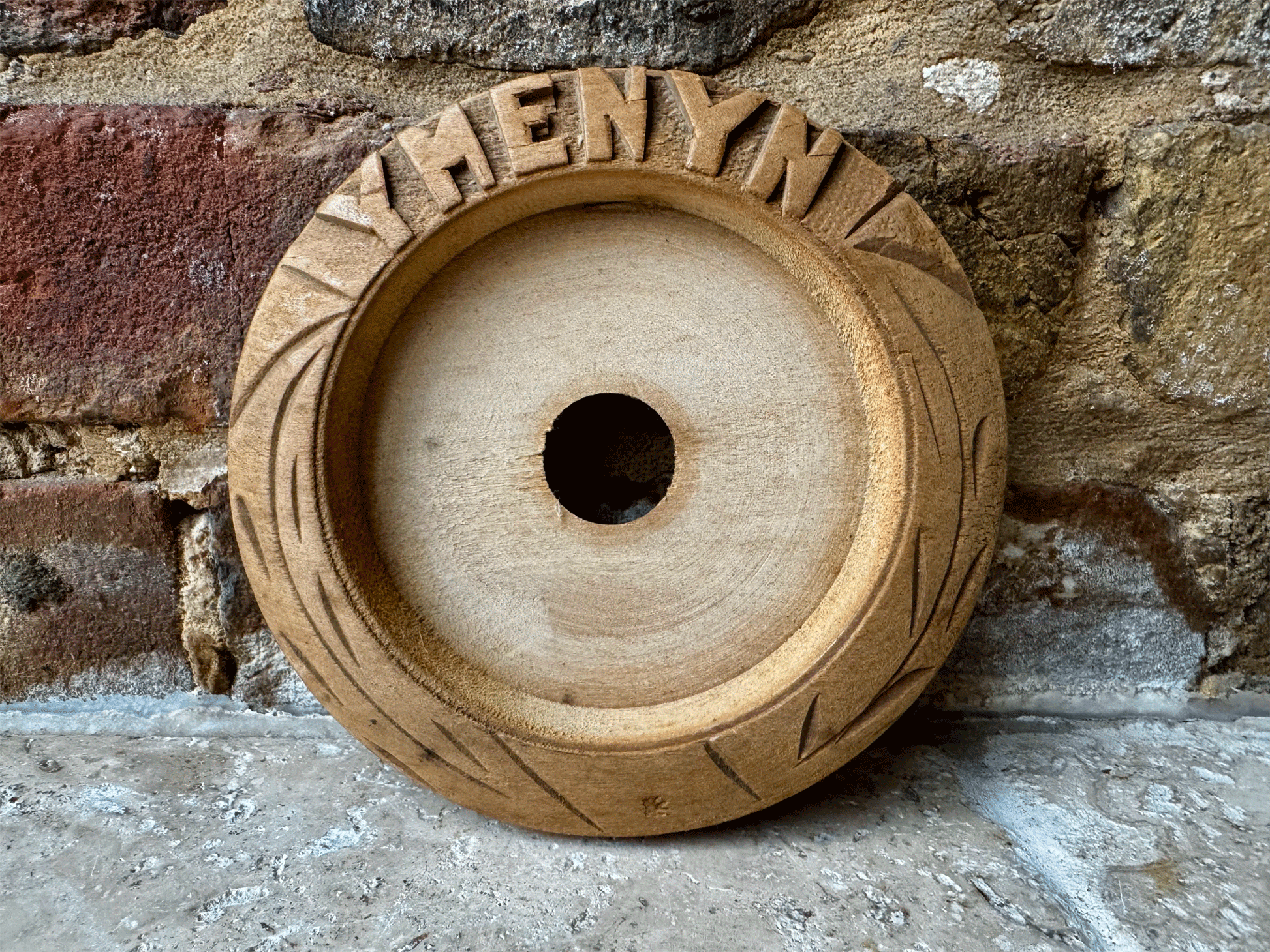 rare antique welsh deeply carved treen wooden butter ymenyn board dish