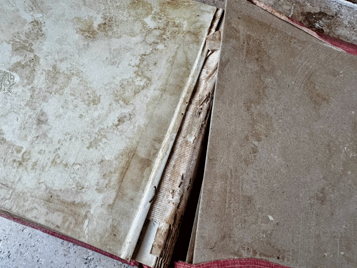 antique french large cartes postales scrapbook aged weathered worn