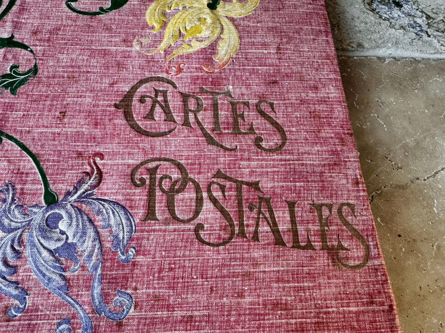 antique french large cartes postales scrapbook aged weathered worn