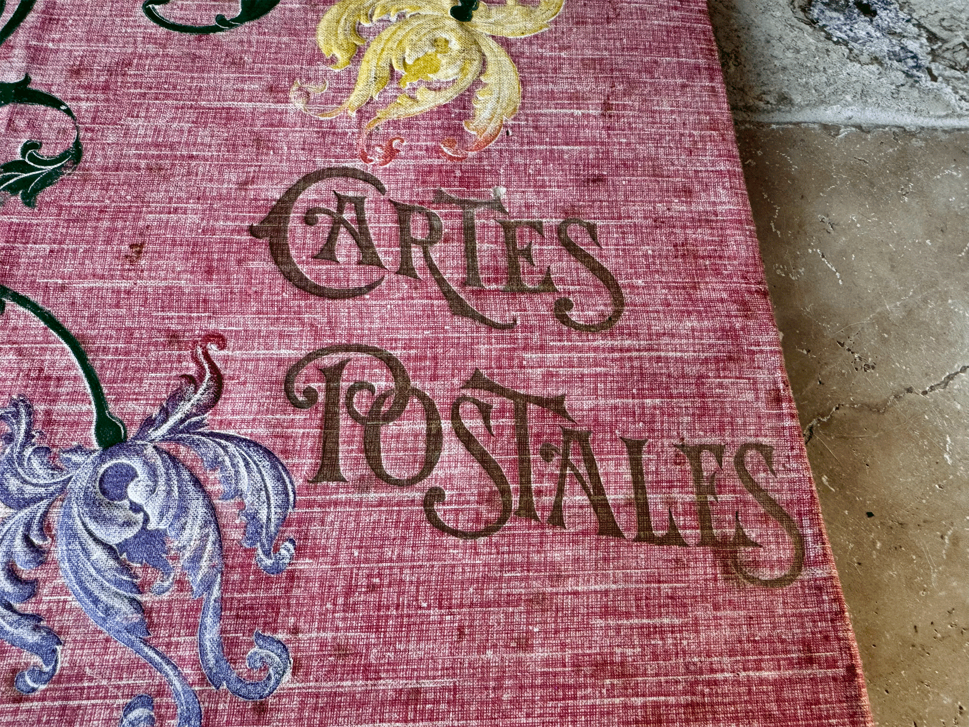 antique french large cartes postales scrapbook aged weathered worn