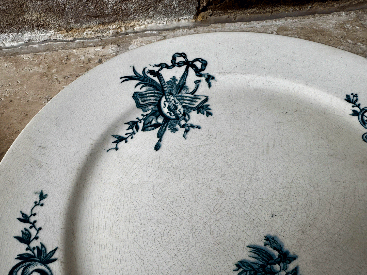 antique belgian ironstone terre de fer boch freres bfk regent teal transferware dinner plate 