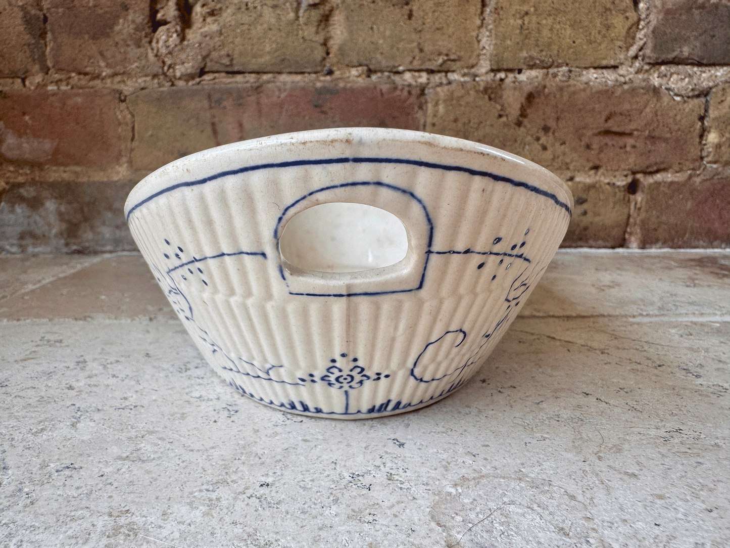 antique belgian transferware serving dish tureen boch freres lace blue fluted copenhagen pattern handles