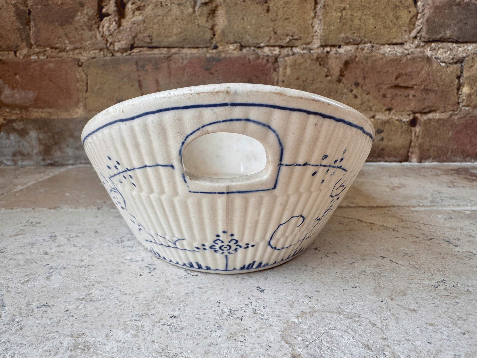 antique belgian transferware serving dish tureen boch freres lace blue fluted copenhagen pattern handles